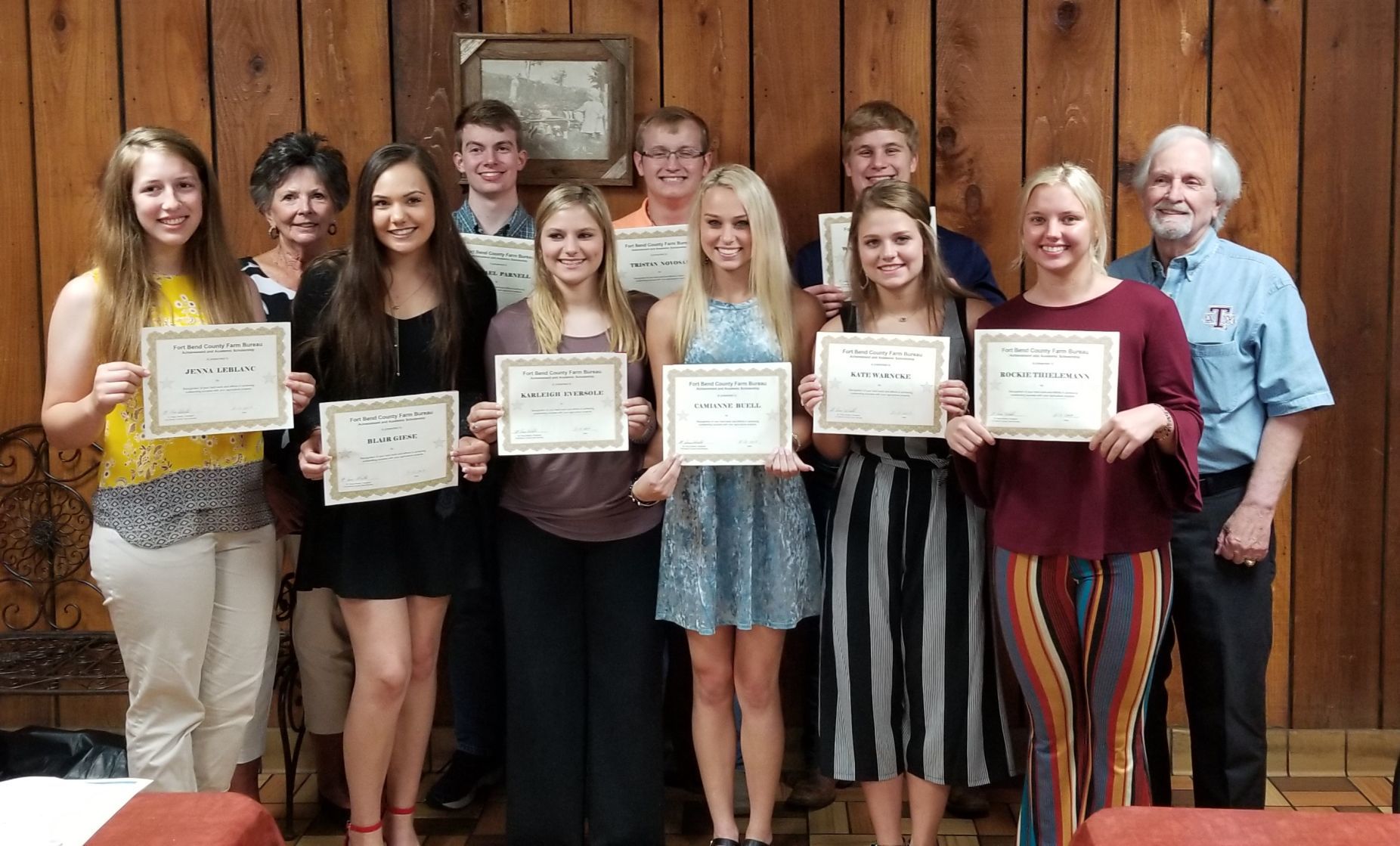 Fort Bend County Farm Bureau scholarship recipients